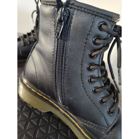 Dr Martens kids Laced Zip Up Gloss Black Shoes Boots 1460 J 13 - Picture 13 of 16